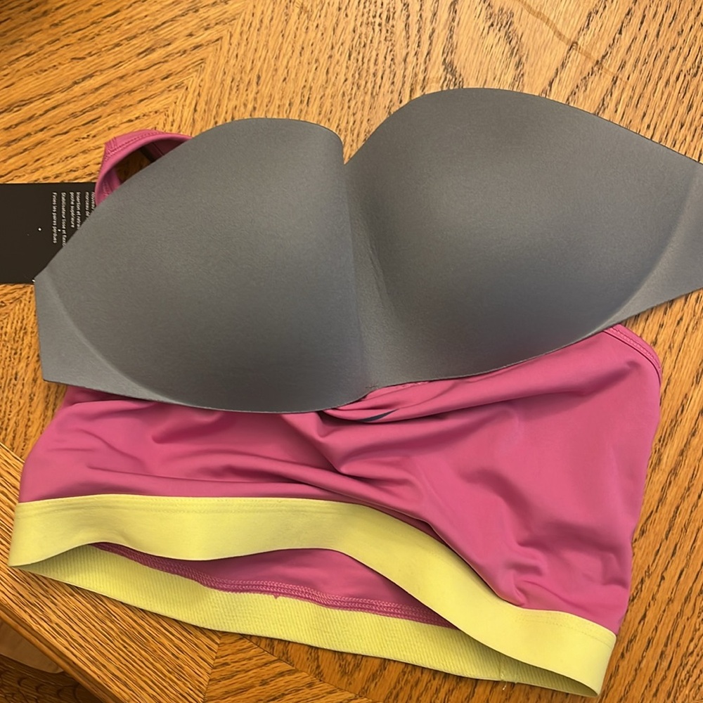 NWT NEVER WORN Pro Padded Sports Bra Vivid purple and yellow - Picture 9 of 9